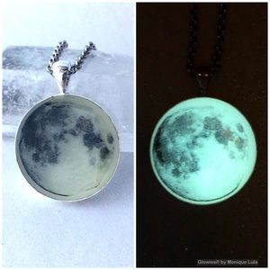 Glow in the Dark Full Moon Pendant Handmade